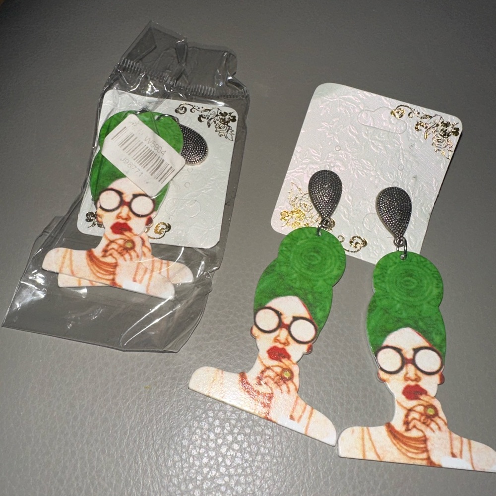 Abstract face earrings - Picture 6 of 6